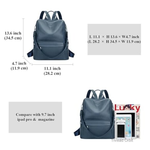 Genuine Leather Backpack Purse with Multiple Pockets, Adjustable Strap